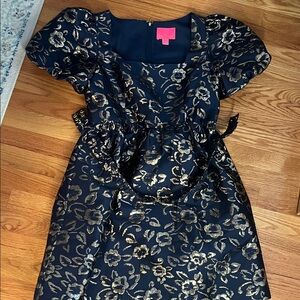 Lilly Pulitzer Blue and Gold Floral Dress